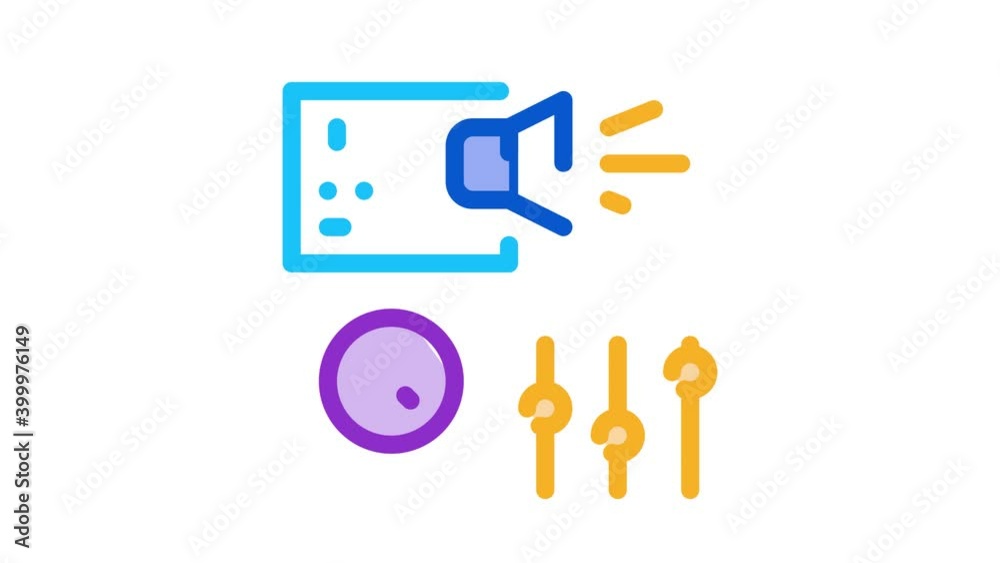 radio sound settings Icon Animation. color radio sound settings animated icon on white background