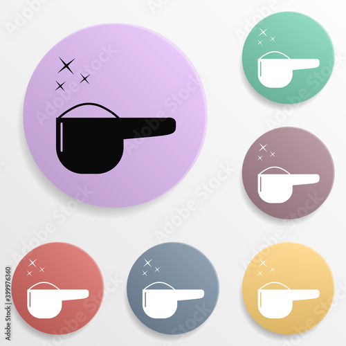 Powder for washing badge color set icon. Simple glyph, flat vector of wash icons for ui and ux, website or mobile application