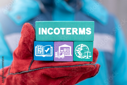 Industry and business concept of incoterms. Dictionary of international rules fright shipment and trade. photo
