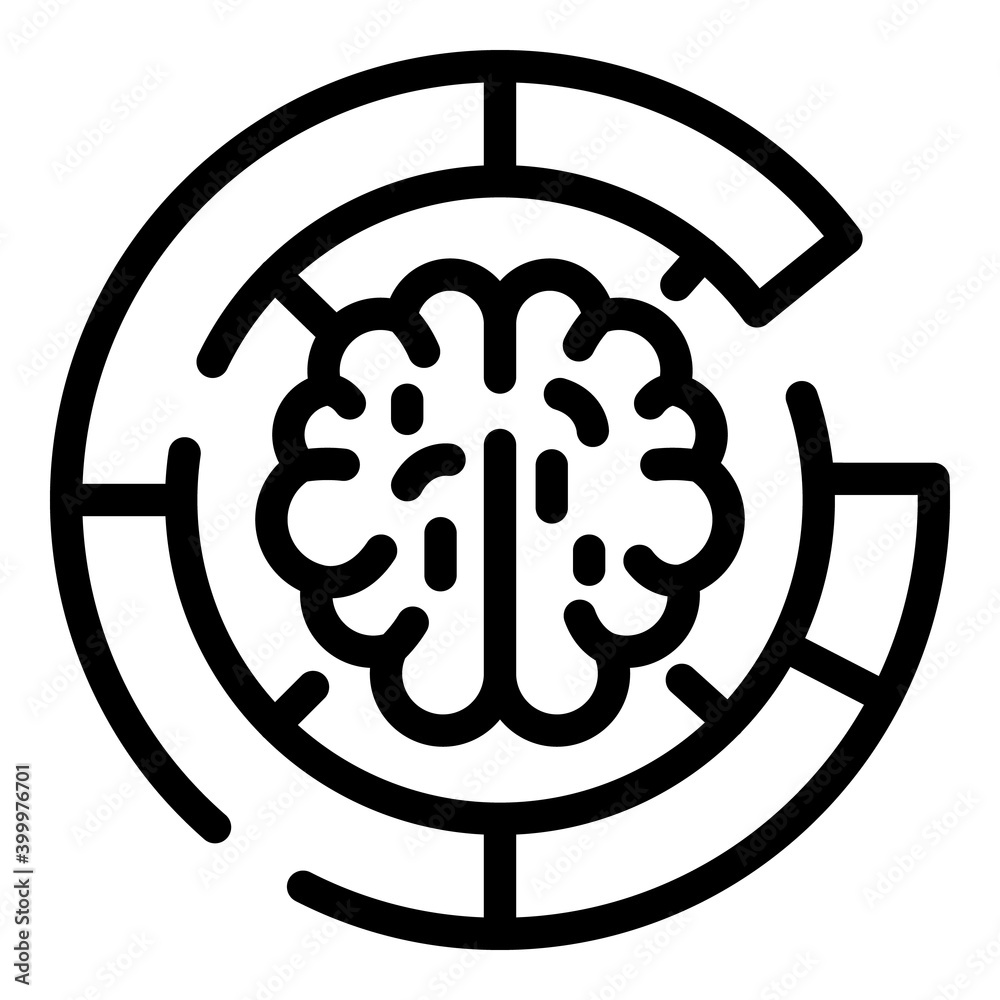 Brain maze icon. Outline brain maze vector icon for web design isolated on white background Brain maze icon. Outline brain maze vector icon for web design isolated on white background