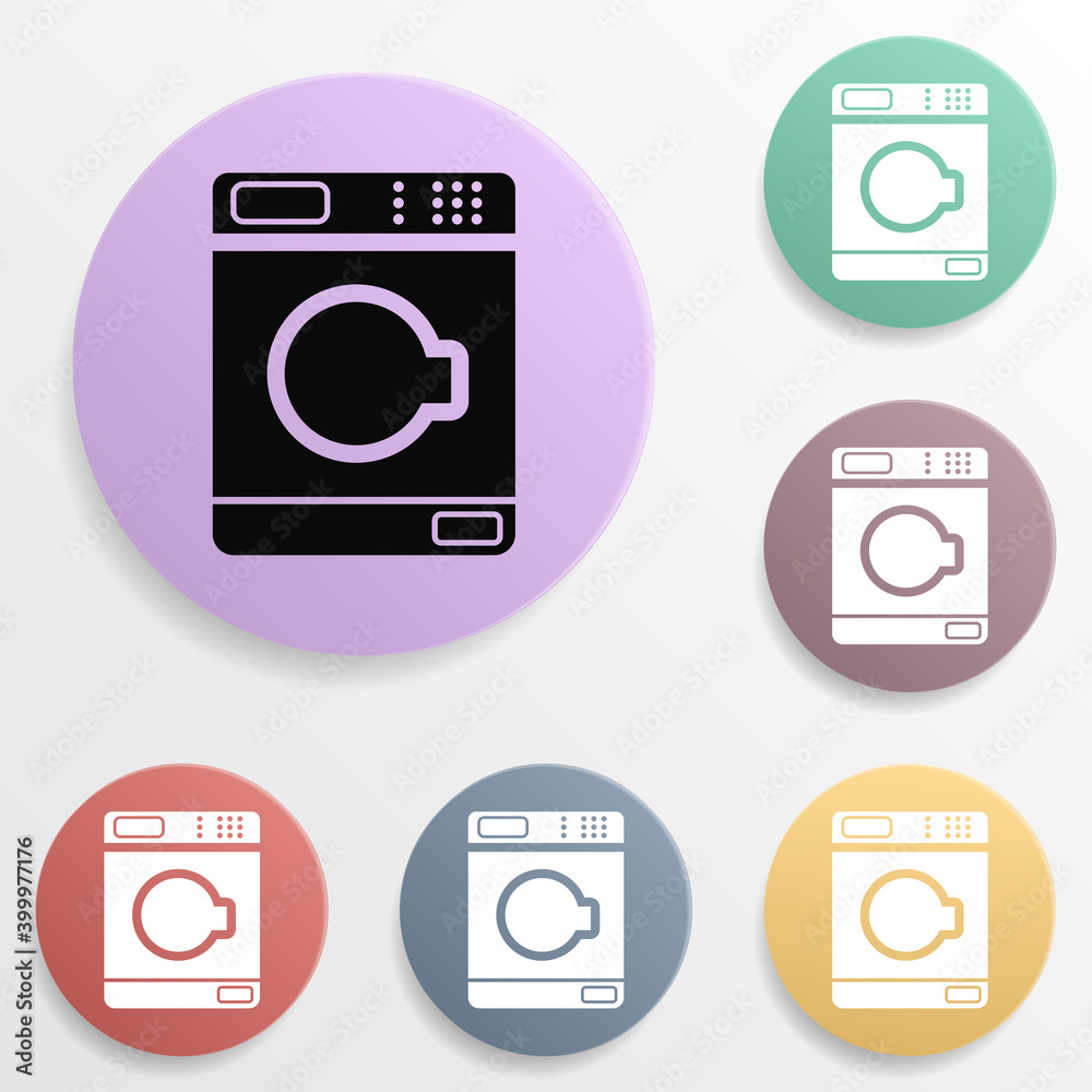 Drying machine badge color set icon. Simple glyph, flat vector of wash icons for ui and ux, website or mobile application Drying machine badge color set icon. Simple glyph, flat vector of wash icons for ui and ux, website or mobile application