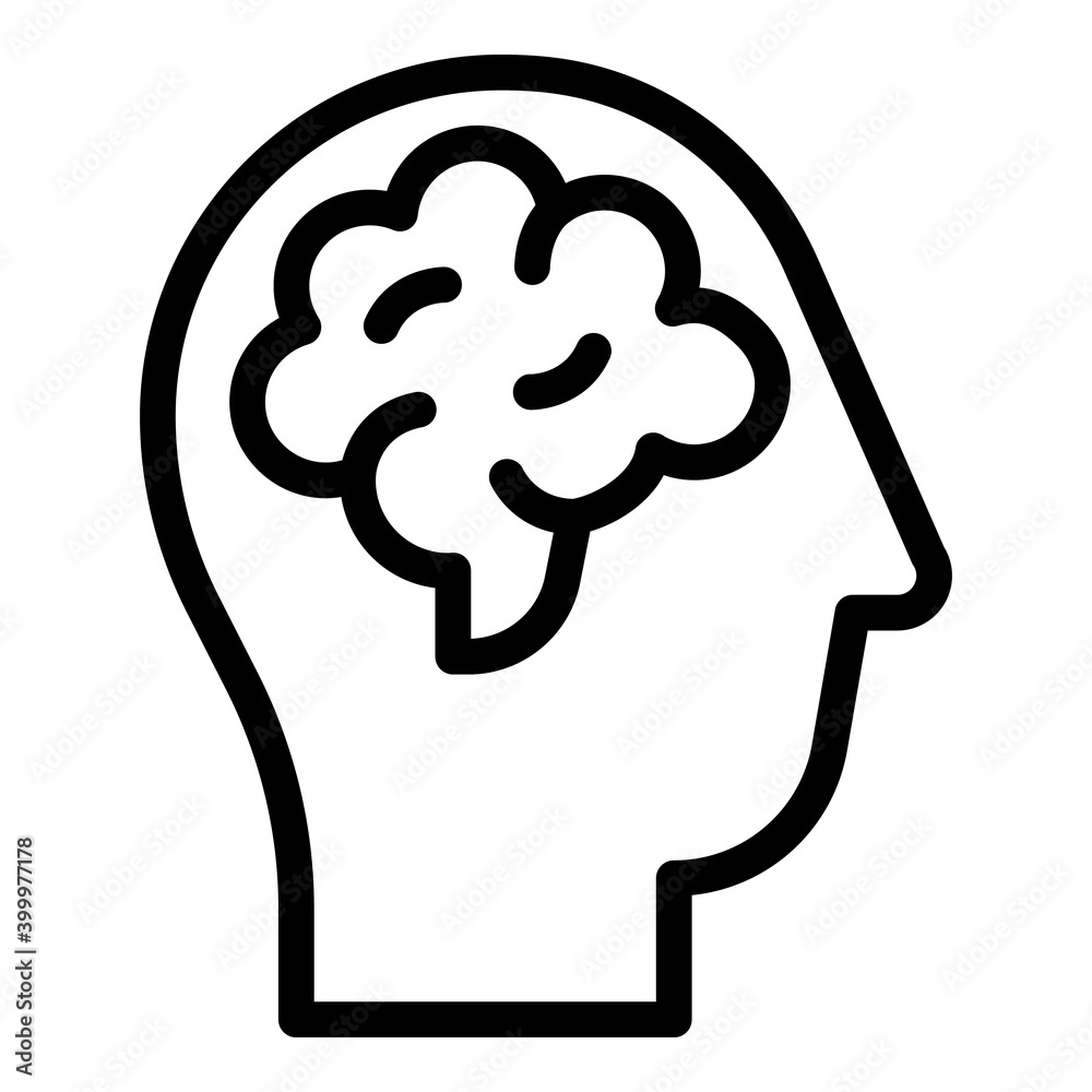 Human brain solving icon. Outline human brain solving vector icon for web design isolated on white background Human brain solving icon. Outline human brain solving vector icon for web design isolated on white background