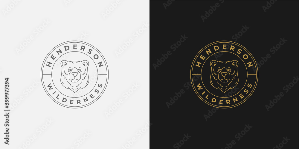 Bear head logo template linear vector illustration Bear head logo template linear vector illustration