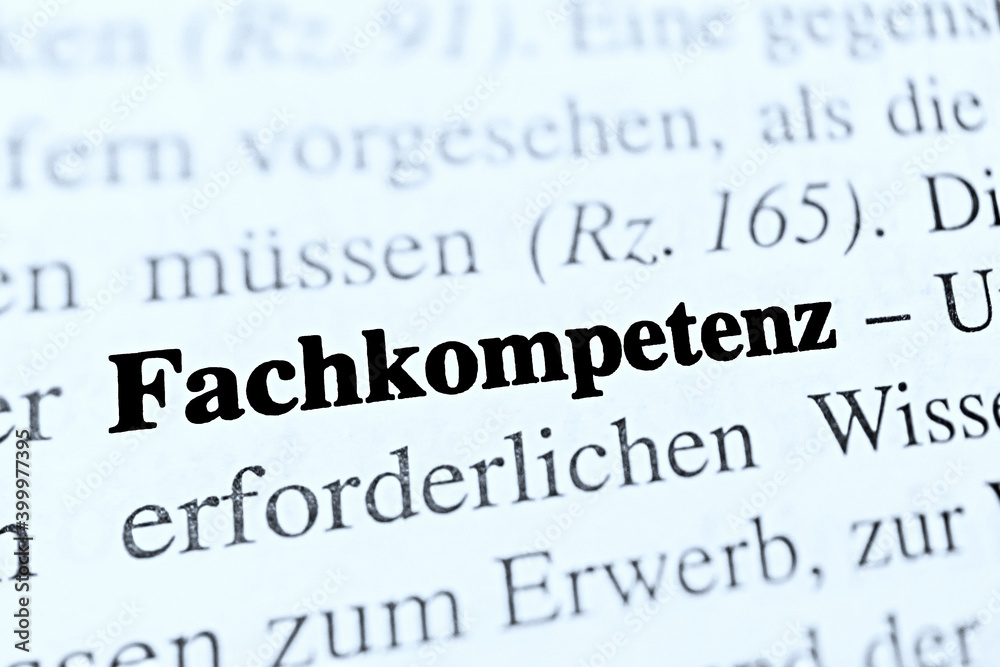 Fachkompetenz is the german word of professional competence - blue colored Fachkompetenz is the german word of professional competence - blue colored