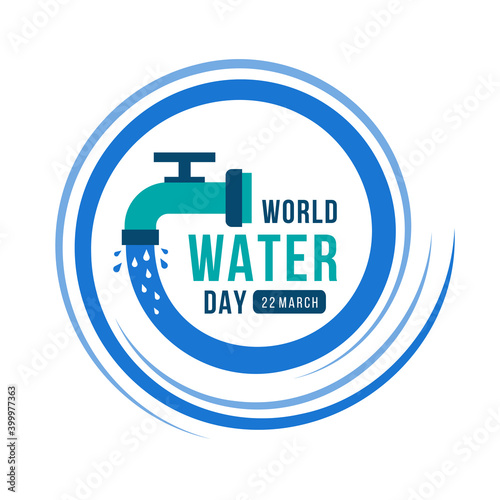 world water day banner - Water flows from the tap in a circular line