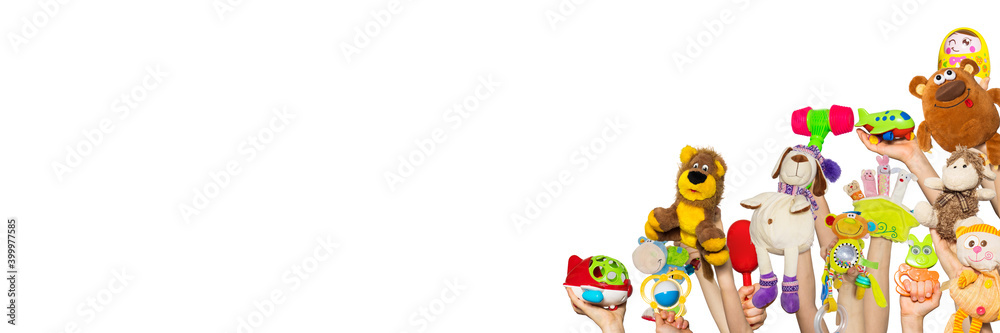 Obraz premium Toys in the hands on white background