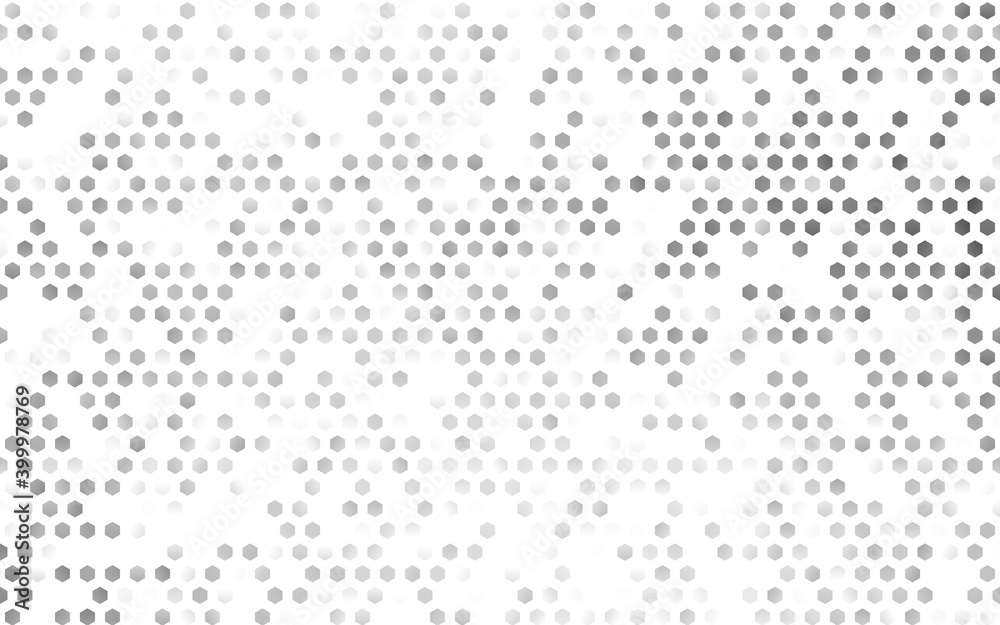 Light Silver, Gray vector cover with set of hexagons.