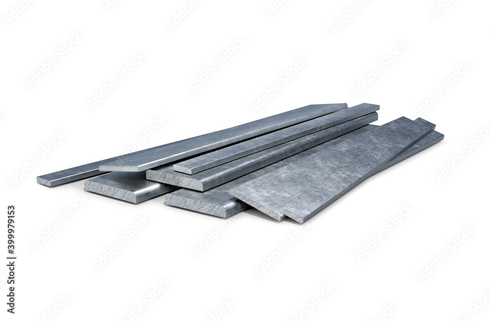 Metal strip profile in different scales, 3d illustration Metal strip profile in different scales, 3d illustration