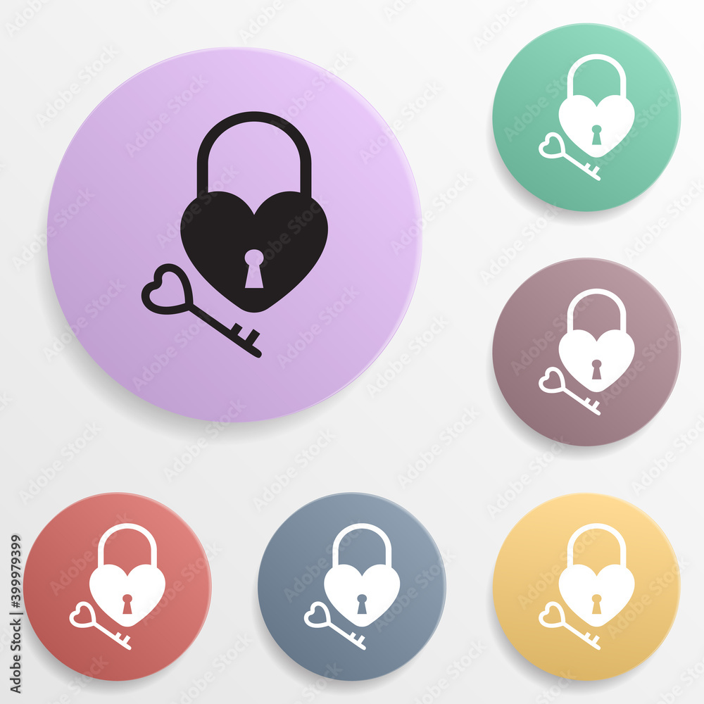 Love piano badge color set icon. Simple glyph, flat vector of valentine's day- wedding icons for ui and ux, website or mobile application