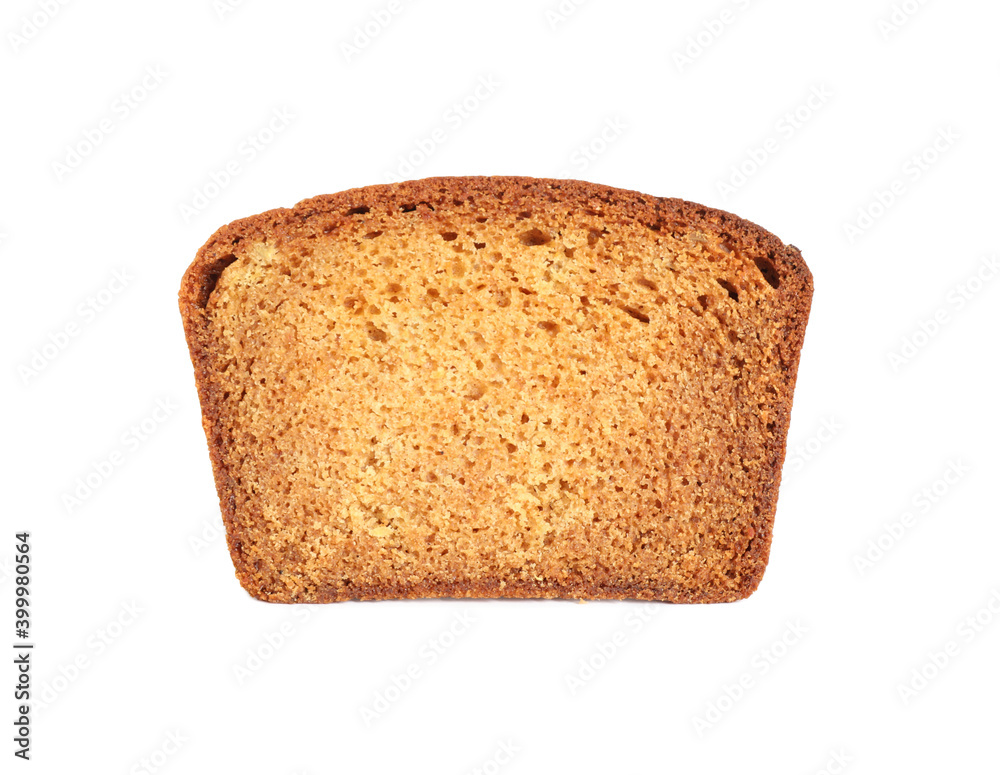 Piece of fresh gingerbread cake on white background Piece of fresh gingerbread cake on white background