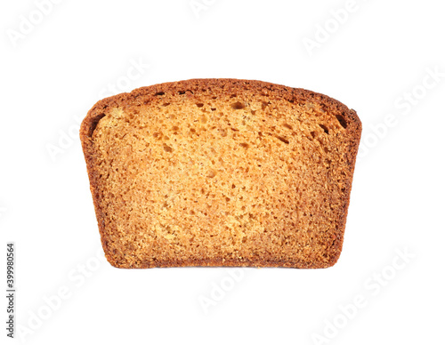 Piece of fresh gingerbread cake on white background