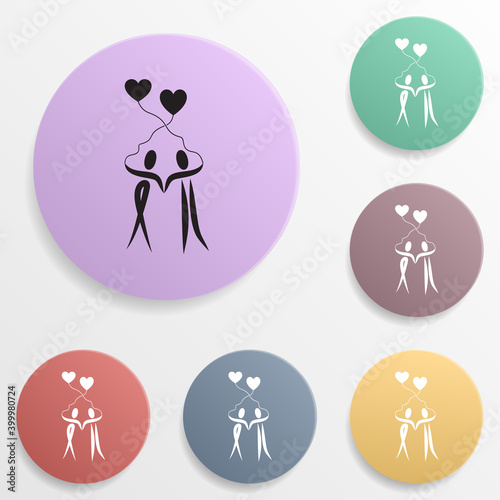 Couple drinks a cocktail badge color set icon. Simple glyph, flat vector of valentine's day- wedding icons for ui and ux, website or mobile application
