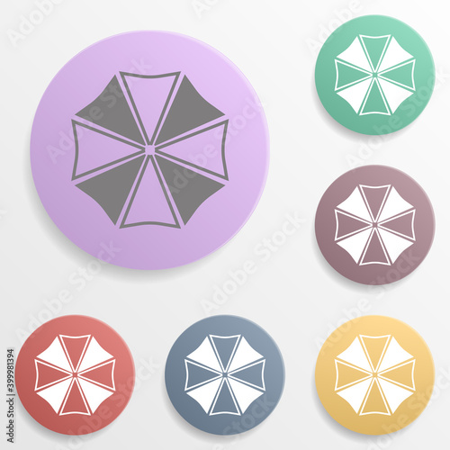 Umbrella on top badge color set icon. Simple glyph, flat vector of web icons for ui and ux, website or mobile application photo
