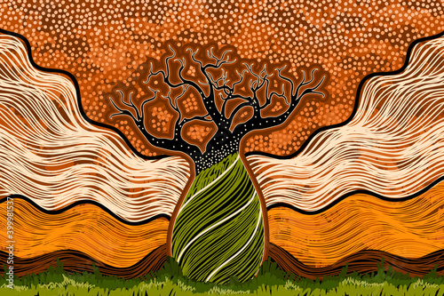 Leinwand Poster Boab Tree Art Aboriginal