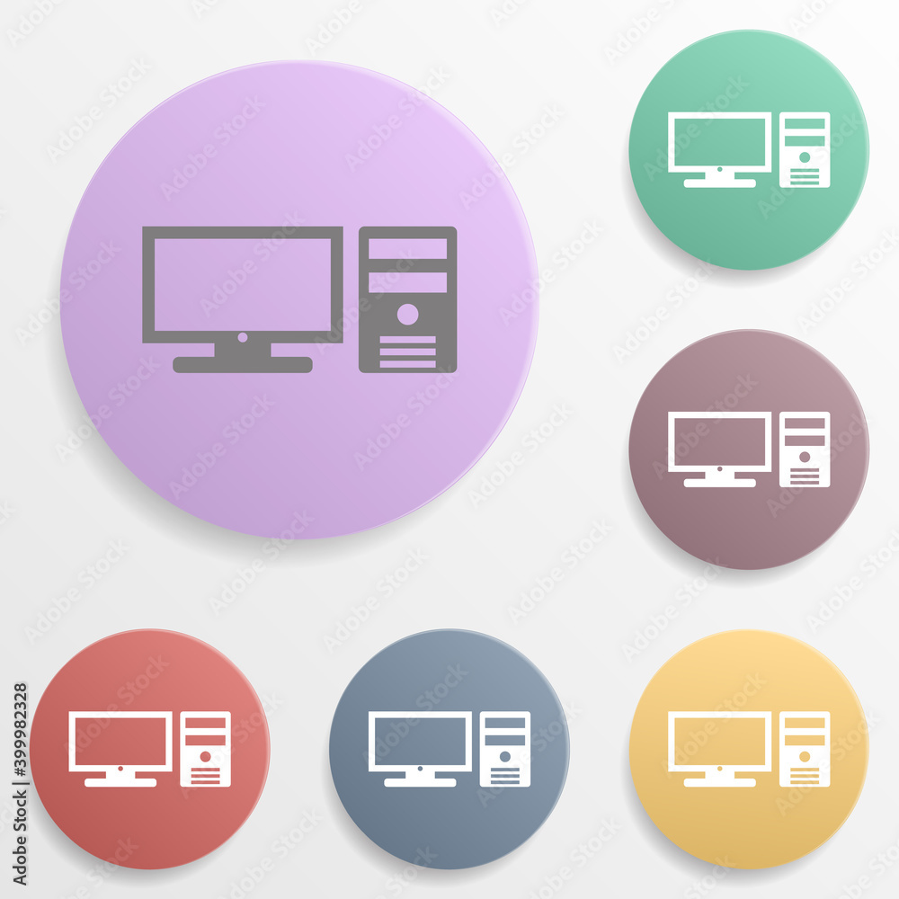 Pc icon. Detailed set of web badge color set icon. Simple glyph, flat vector of web icons for ui and ux, website or mobile application Pc icon. Detailed set of web badge color set icon. Simple glyph, flat vector of web icons for ui and ux, website or mobile application