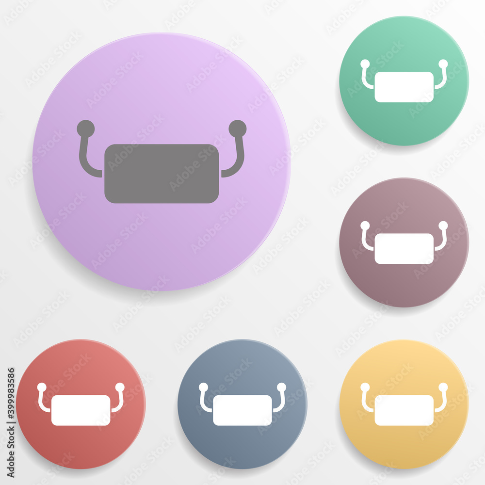 Towel on a hanger badge color set icon. Simple glyph, flat vector of web icons for ui and ux, website or mobile application Towel on a hanger badge color set icon. Simple glyph, flat vector of web icons for ui and ux, website or mobile application