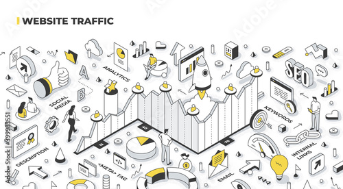 Website Traffic Isometric Illustration