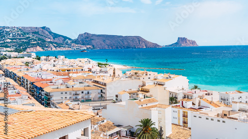 Panoramic view with the sea in the background in the town of Altea, Costa Blanca, Alicante, Spain photo
