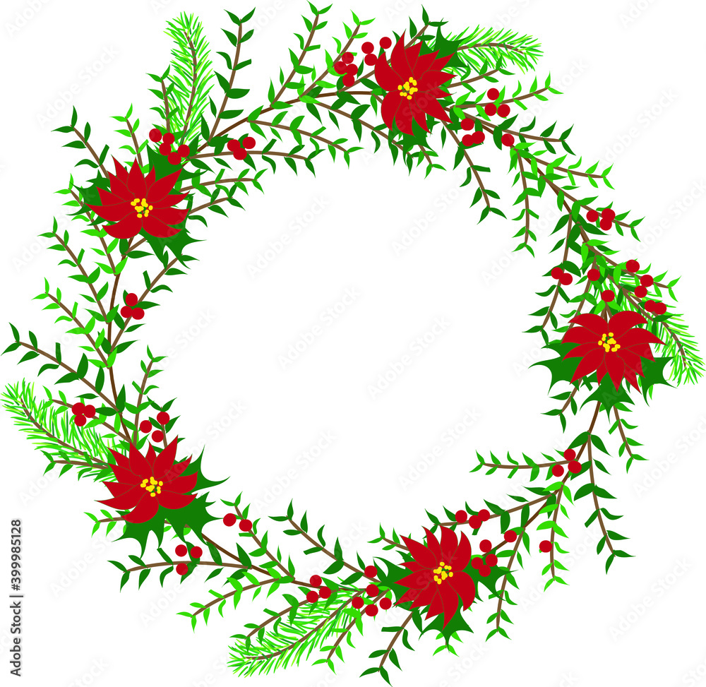Christmas Leaves Flower Cherry frame background Vector Christmas Leaves Flower Cherry frame background Vector