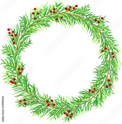 Christmas frame background with leaves Vector