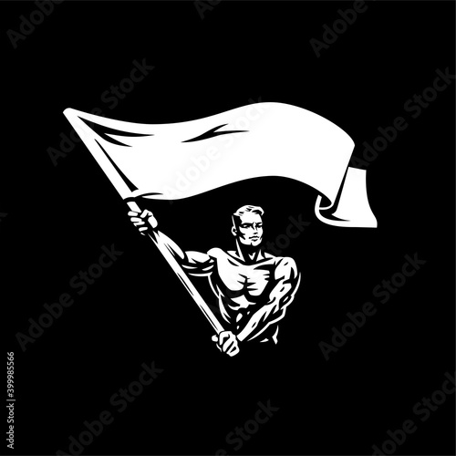 A man with a flag.