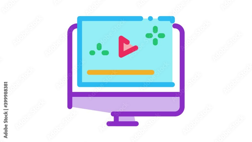 video player computer screen Icon Animation. color video player computer screen animated icon on white background video player computer screen Icon Animation. color video player computer screen animated icon on white background