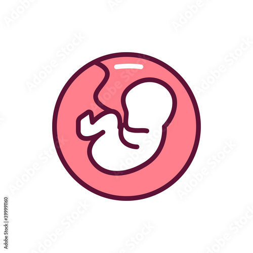 Pregnancy stage embryo in uterus color line icon. Outline pictogram for web page.