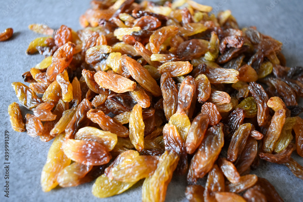 Delicious raisins on the table in full frame Delicious raisins on the table in full frame