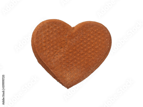 Decorative homemade gingerbread heart isolated on the white