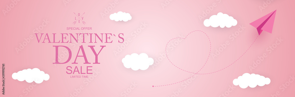 Happy Valentines Day Sale Background,  poster, card, invitation. Vector Illustration