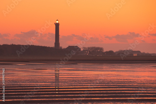 The Norderney lighthouse at sunrise