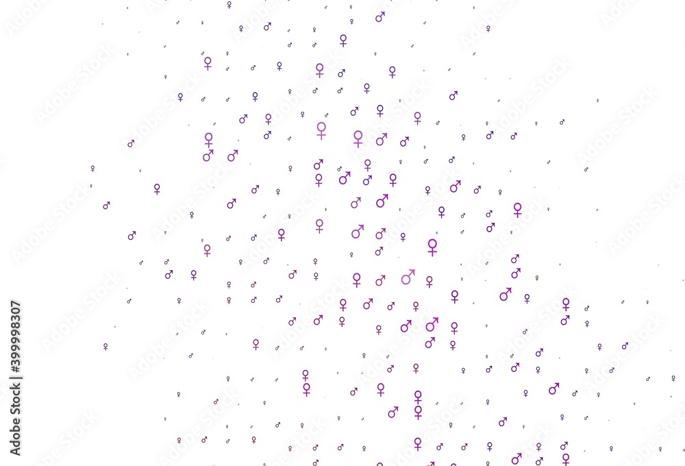 Light purple, pink vector backdrop with gender signs.