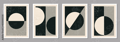 Minimal 20s geometric design poster, vector template with primitive shapes