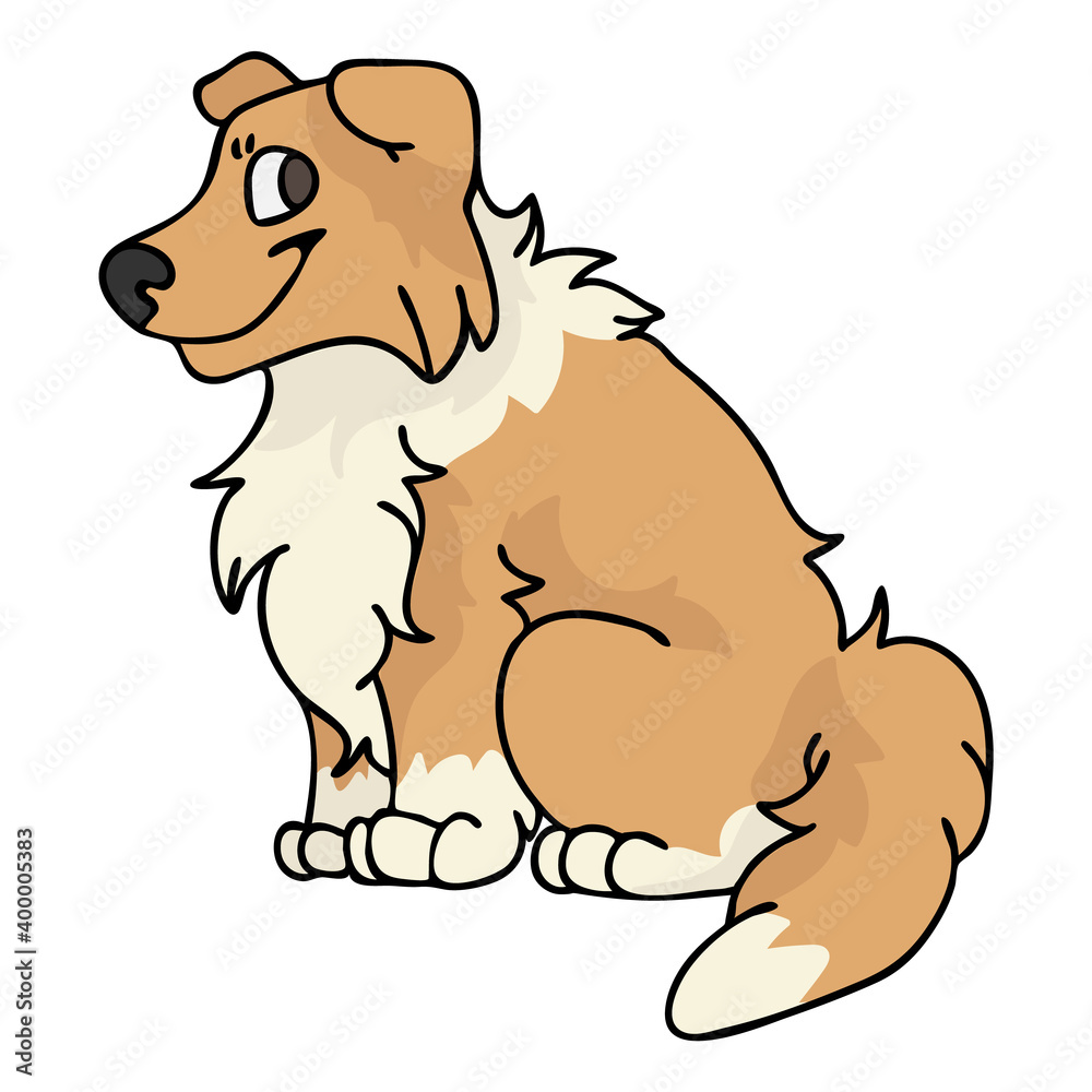 Cute cartoon Rough Collie sitting puppy vector clipart. Pedigree kennel  doggie breed for kennel club. Purebred domestic dog training for pet parlor  illustration mascot. Isolated canine breed Stock Vector | Adobe Stock
