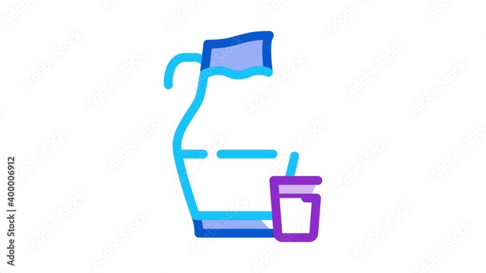 jug with milk and glass Icon Animation. color jug with milk and glass animated icon on white background jug with milk and glass Icon Animation. color jug with milk and glass animated icon on white background
