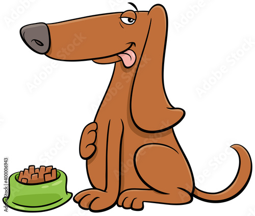 cartoon dog animal character with his food