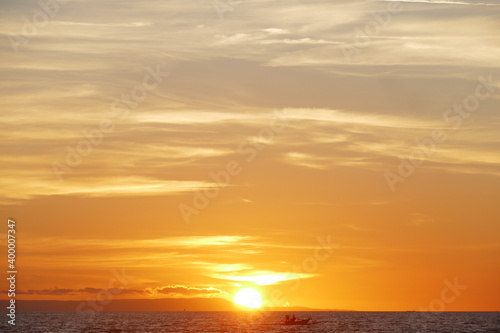 amazing view of sunrise at sea and in the tropics.