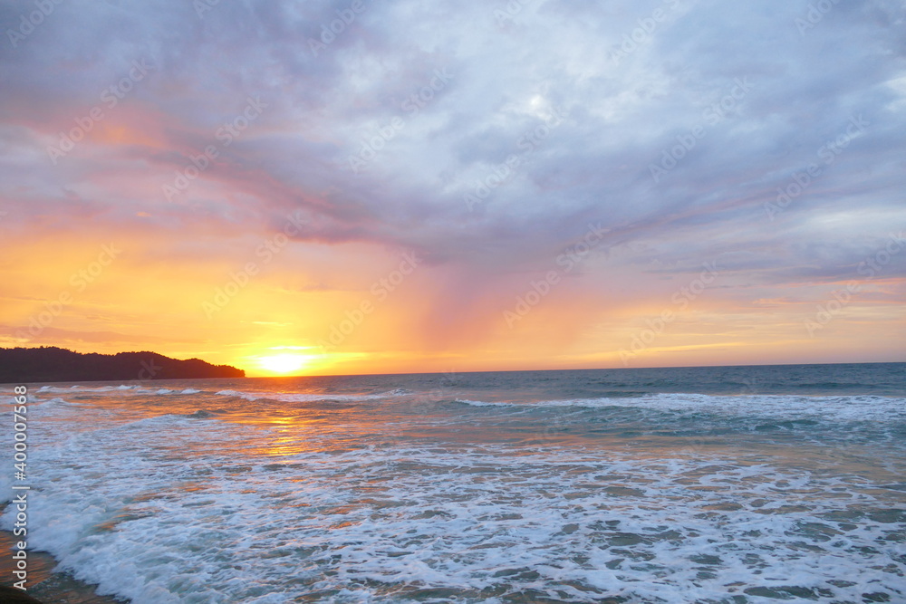 amazing view of sunrise at sea and in the tropics.