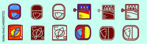 set of sardine food cartoon icon design template with various models. vector illustration isolated on blue background