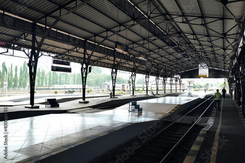 old train station with steel structures roof