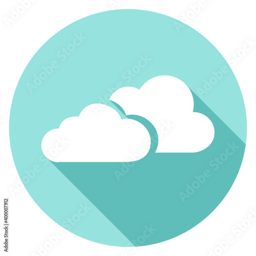 Cloudy weather circle icons with shadow.