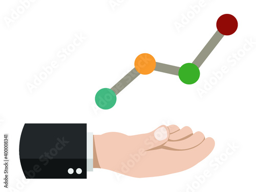 Hand wearing suit shirt present graph line