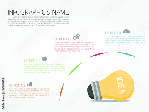 Light bulb on infogarphic template for smart presentation