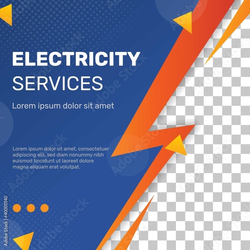 Electrician flyer square template. - Vector.