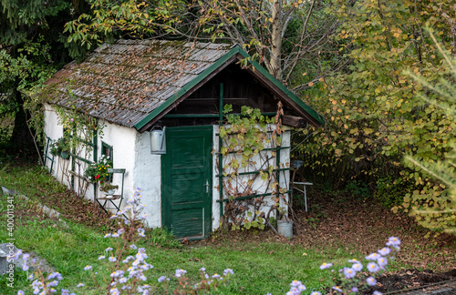 A picturesque barn in a forest on the edge of Anif, Austria photo