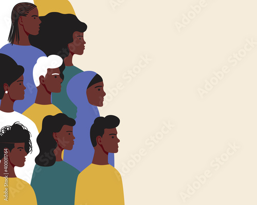African people isolated, copy space template, flat vector stock illustration as black empowerment concept, achievements african