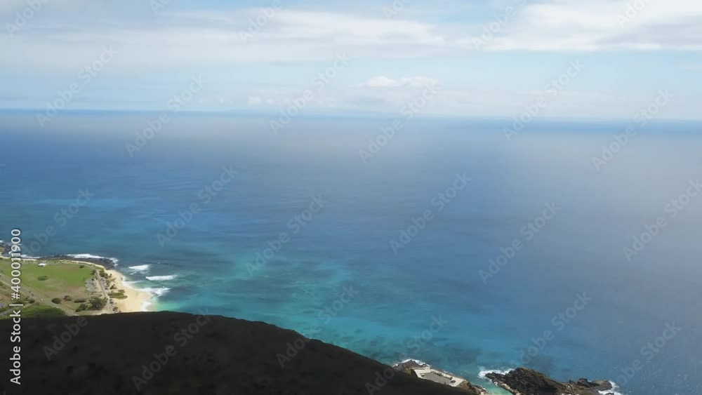 Panning view from top of Koko Crater, Oahu Island, Hawaii Panning view from top of Koko Crater, Oahu Island, Hawaii