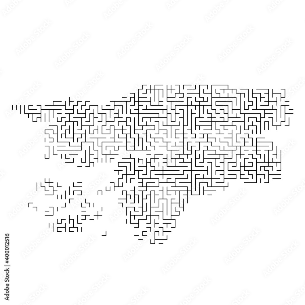 Guinea Bissau map from black pattern of the maze grid. Vector illustration. Guinea Bissau map from black pattern of the maze grid. Vector illustration.