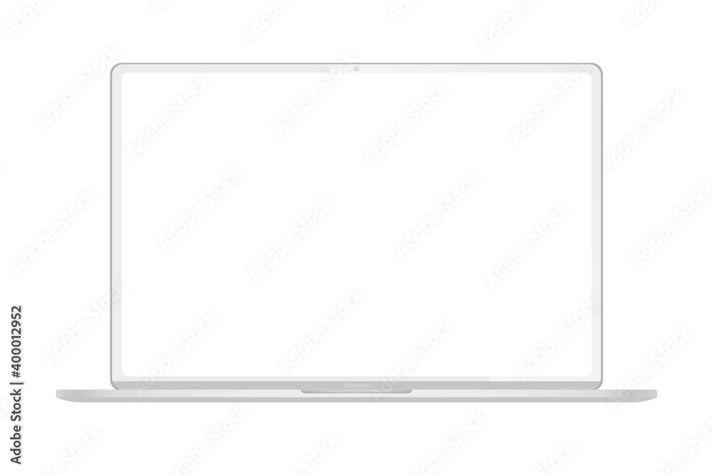 Realistic thin white laptop ultrabook mock up. Vector illustration Realistic thin white laptop ultrabook mock up. Vector illustration