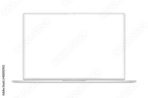 Realistic thin white laptop ultrabook mock up. Vector illustration